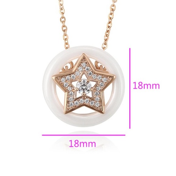 Simulated Diamonds Star Necklace 18k Gold Plated - Picture 2 of 8